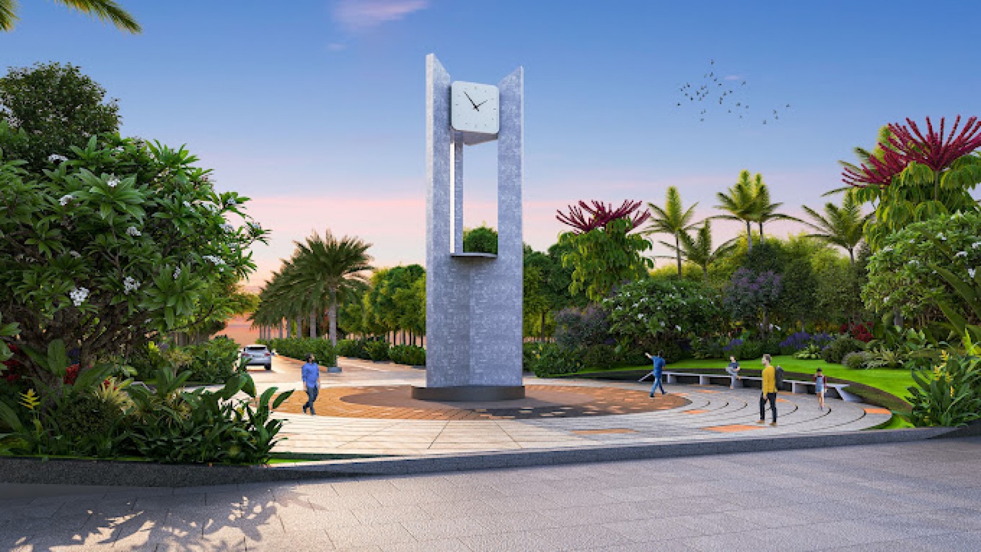 Urbanrise’s Galleria Gardens villa plots community in Shadnagar with landscaped entrance and wide cement roads